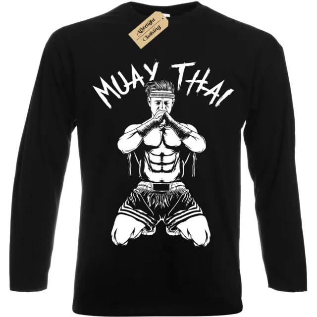 MUAY THAI Mens T-Shirt S-3XL long sleeve MMA Kick Boxing Training Top