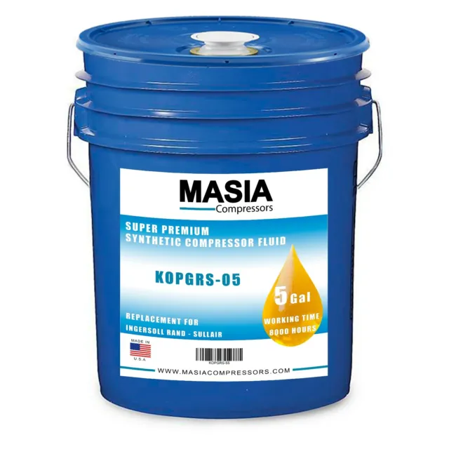 KOPGRS Masia Compressors Lubricant, 8000 Hours Non-Poly Base, Made in USA, 5 Gal