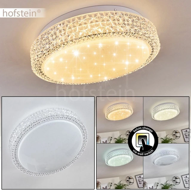 Plafonnier LED Moderne Hofstein 1-3 Lumières – Blanc Et Transparent Pour Salon, Cuisine, Chambre