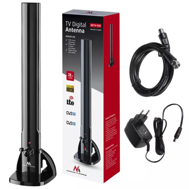 Antenne TV Intérieure Avec Amplificateur - Réception Longue Portée Pour Smart TV, 4K Et 1080p - Installation Facile