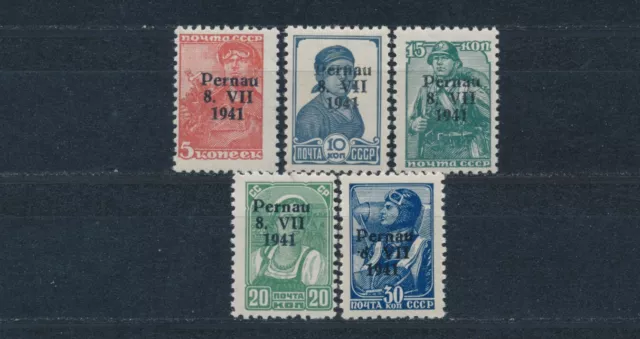 Estland Pernau Aufdrucke 1941** Type I Kurzsatz Michel 5-9 I (S19762)