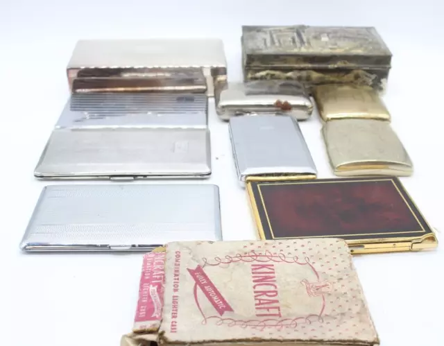 F x11 Vintage Cigarette Cases Inc. Gold Plated, Antique Initials, Aristocrat etc