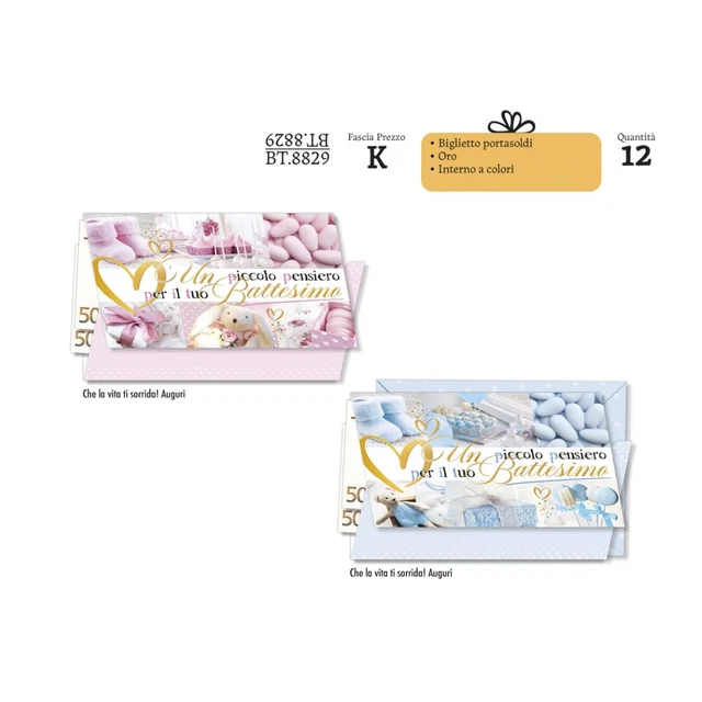 AFIE 69-9043 - Biglietto di auguri per il tuo battesimo cristiano cattolico bella giornata con padrino madrina, parola in oro dorato lucido, confetti, con busta, 12 x 17,5 cm, motivo: stampa francese
