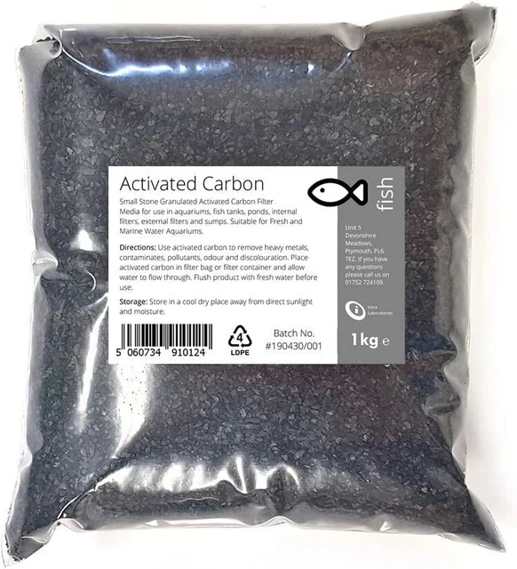 Activated Carbon Water Filter Media, Ultra Porous Small Stone, Black, 1kg