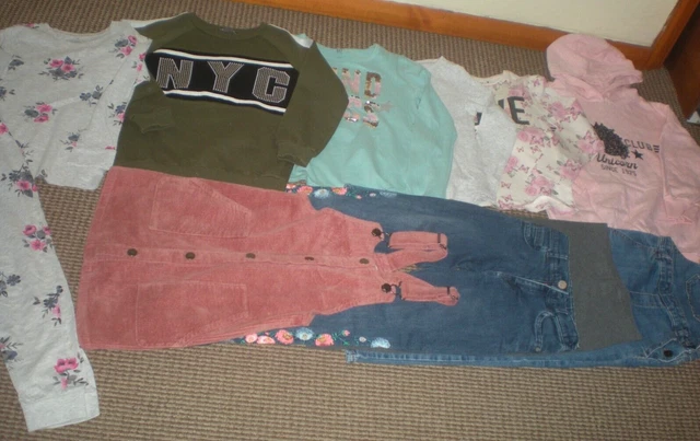 Bundle Girls Clothes age 7-8yrs Jeans Dungarees Tops Hoodie PJ's  Zara  Next