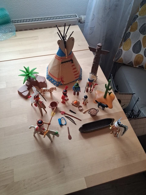 PLAYMOBIL WESTERN COW Boy - Indien - Canoë Pagaies Boite N°3483 1980