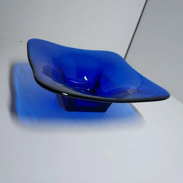 VTG (Viking?) Art Glass Cobalt Blue Footed Bowl/Candy Dish