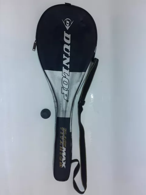 Dunlop Black Max Titanium Squash Racket Cover And Squash Ball Sports- Court Play