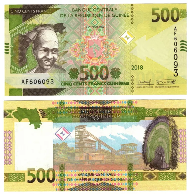 2018 (2019)  Guinea 500 Francs Pw52 Banknote UNC