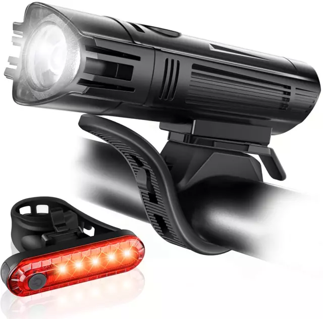 Ultra Bright USB Rechargeable Bike Light Set, Powerful Bicycle Front Headlight a