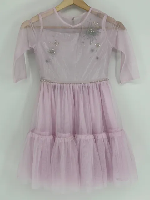 Disney Princess Girls Pink Embellished Tiered Sparkle Dress Youth Size 7/8