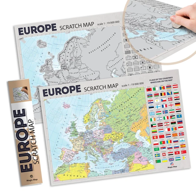 SCRATCH MAP EUROPE Off English Poster Travel Vacation Holiday