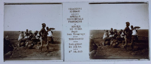 NIGER SENEGAL RAMADAM PLAQUE VERRE 45x107 VUE STEREOSCOPIQUE VERASCOPE RICHARD