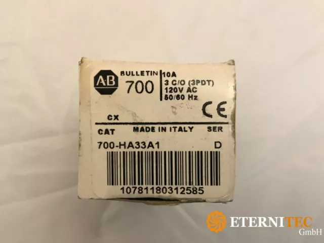 Allen Bradley CAT 700-HA33A1 Ser-D Relay CAT 700 HA33A1