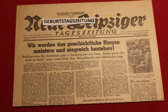 Zeitung  15. März 1944  Super Geschenk  zum  80. Geburtstag