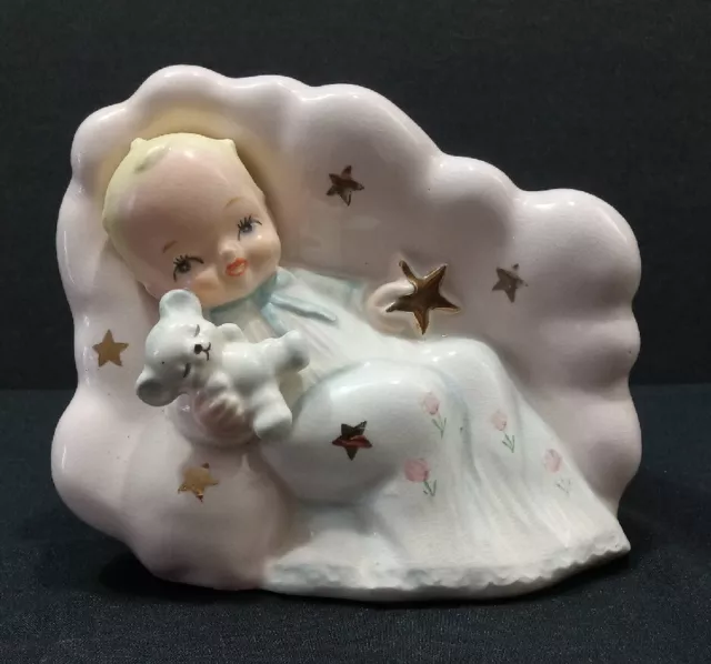 Vintage ceramic baby stars planter flower pink vase pot pottery