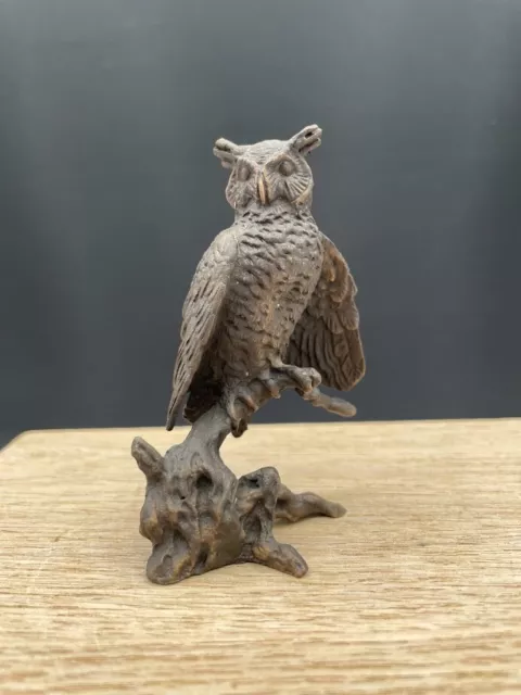 1986 Avon Source of Fine Collectibles Cast Bronze Owl on Branch Figurine