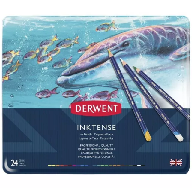 Derwent Inktense ink pencils Set of 24 in original attractive tin.