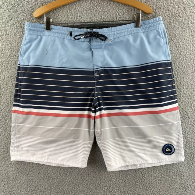 Quiksilver Board Shorts Mens 38 Swell Vision Striped Swim Trunks Surf Beach