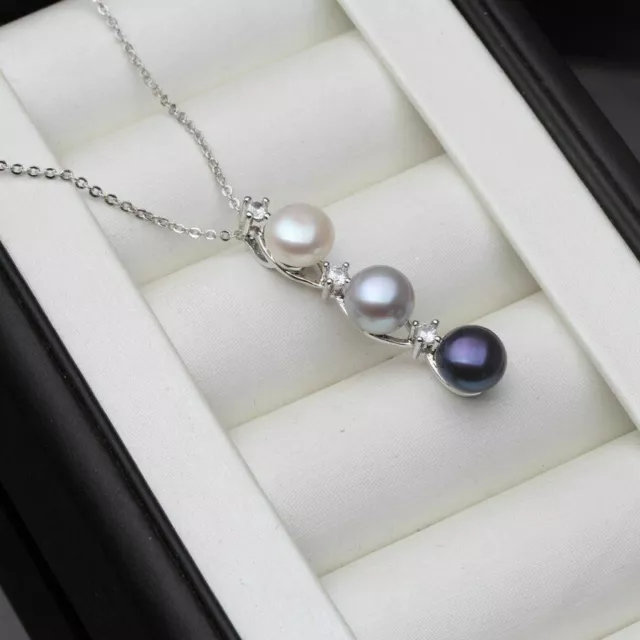 Freshwater Pearl Necklace Pendant 925 Sterling Silver Pendants Gift Jewelry 1Pc 2