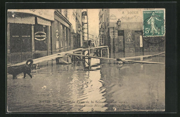 CPA Paris, La Grande Crue de la Seine, January 1910, Floodations de la Rue-de-L