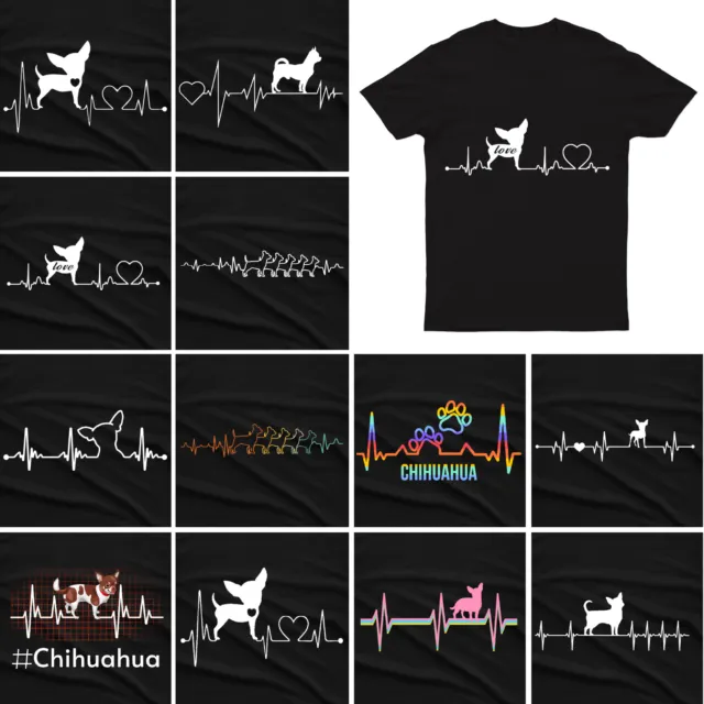 Heartbeat Lifeline Chihuahuas Dog Lovers Gift Tee Top Mens T shirts #M #P1 #PR