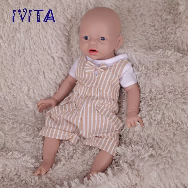 IVITA 15" Full Soft Silicone Reborn Baby Boy Doll Squishy Silikon Puppe Doll