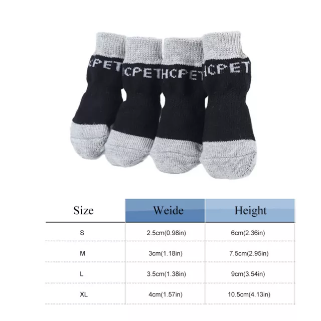 4Pcs Dog Socks Anti-Slip Cat Socks Pet Knit Socks for Dog Cat Indoor Wear (S) #F