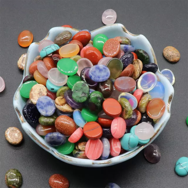 8*10mm Oval Cabochon Flatback CAB Semi-Precious Gemstone Bead Jewelry Making DIY