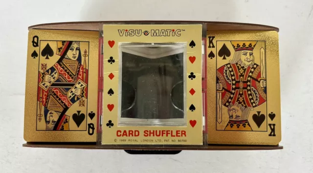 Vintage 1969 Visumatic Card Shuffler Cordless Working With Gold Deck Of Cards