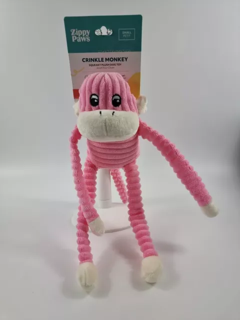 Zippy Paws 12' Spencer The Crinkle Monkey 🐒 Squeaky Toy For Dogs