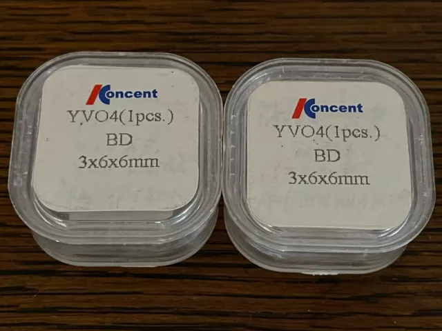 2 Koncent YVO4 3x6x6mm Crystals New