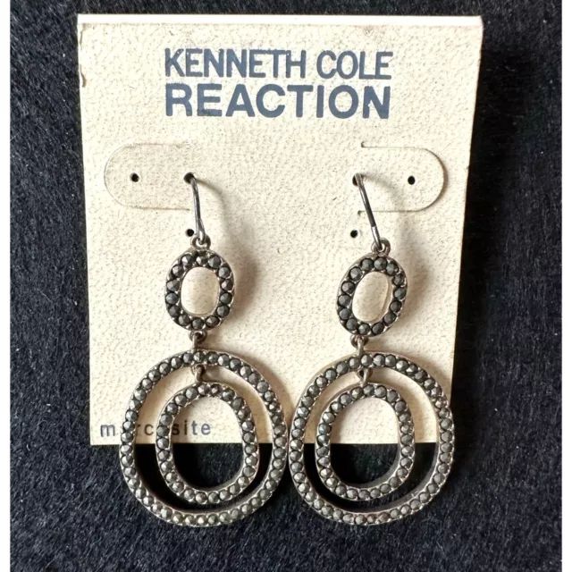 Kenneth Cole Reaction Marcasite Pierced Earrings Dangle Drop