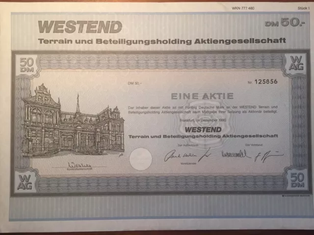 WESTEND AG Frankfurt 1990 - Terrain- und Beteiligungsholding - Rothschild