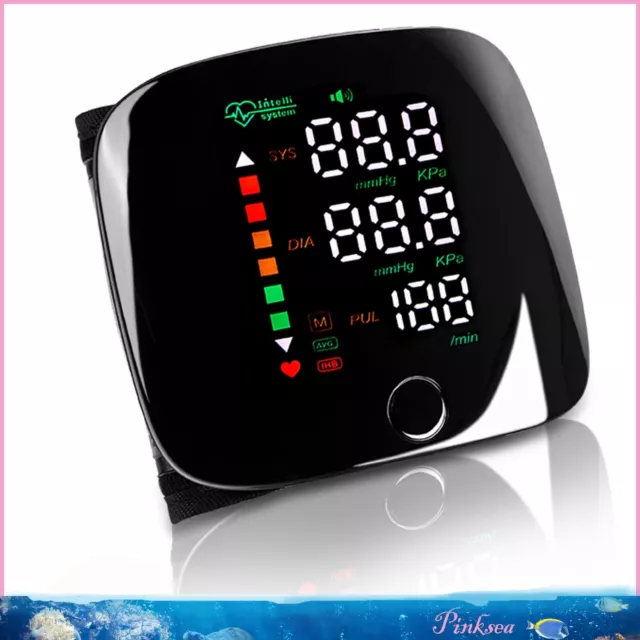 Blood Pressure Monitor LED Screen Wrist Digital BP Cuff Pulse Heart Rate Machine