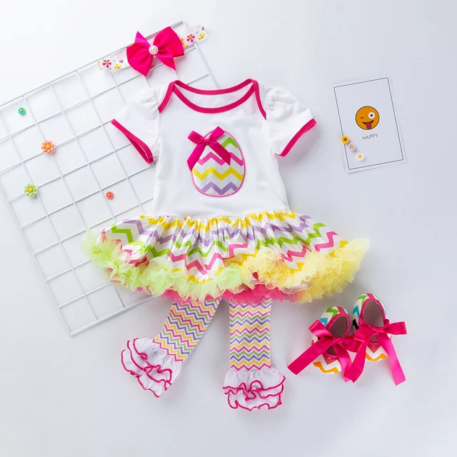 Set abiti scarpe tutù per neonati 1a Pasqua costume neonato 7