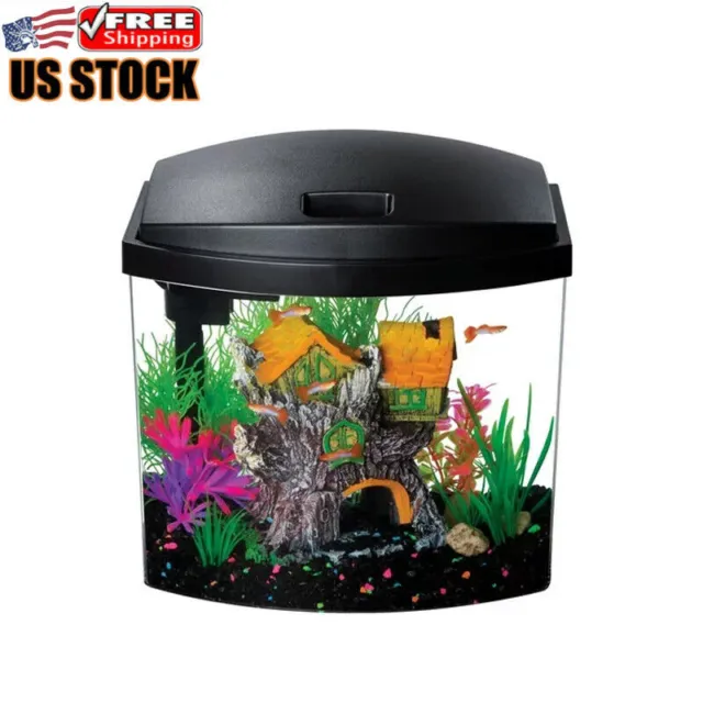 Aquatic Starter Kit Fish Tank Aquarium Clear Acrylic 2.5 Gallons Home Water Tank 2