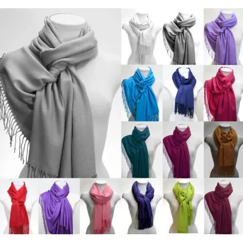 Neu Top Qualität weicher Pashmina Schal Hijab einfach Halstola Quasten 100 % Viskose