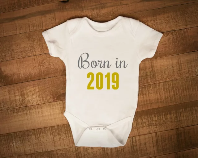 Born In 2019 Baby grow Vest Baby Shower Gift For New Baby