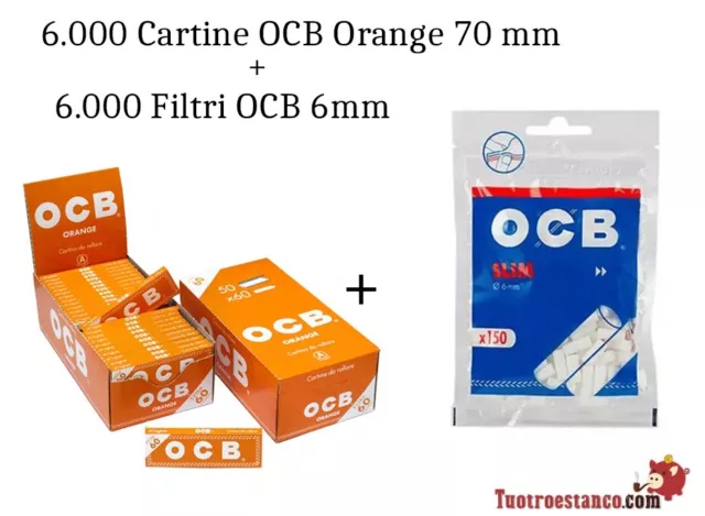 6.000 Cartine OCB Orange 70 mm + 6.000 Filtri OCB 6mm