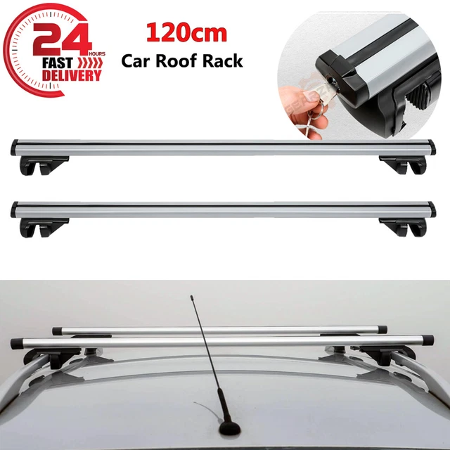 UNIVERSAL CAR ROOF Rack Bars Rail Lockable Aluminium Anti Theft Luggage