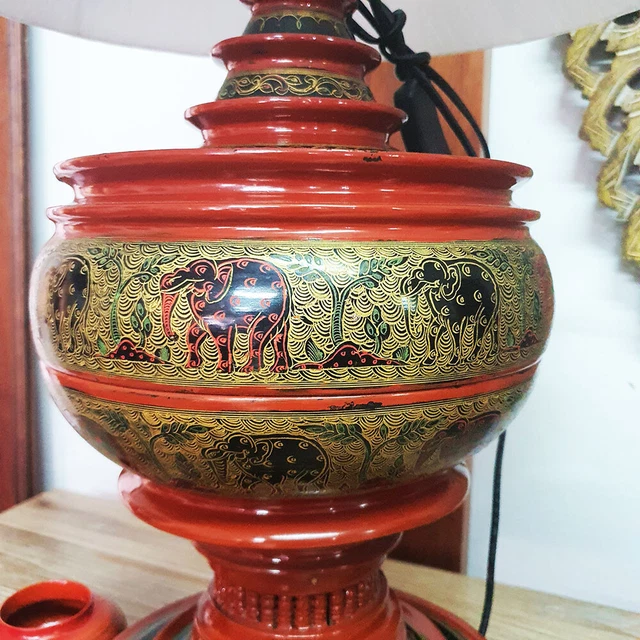 Burmese Food Storage Lacquerware Offering Stupa Shaped Traditional Home Decor 3