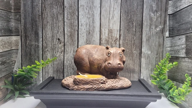 Vintage Hippo Figurine With Original Candle