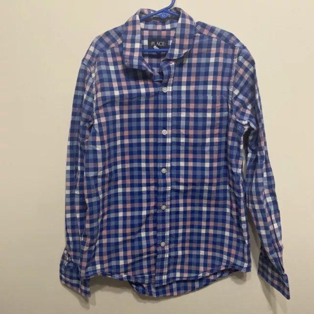 Childrens Place Boys Sz L 10-12 Fall Casual Plaid Long Sleeve Button Down Shirt