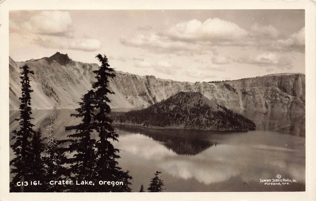 Oregon Rppc Real Photo Postcard: View Of Crater Lake, Or Sawyer Photo