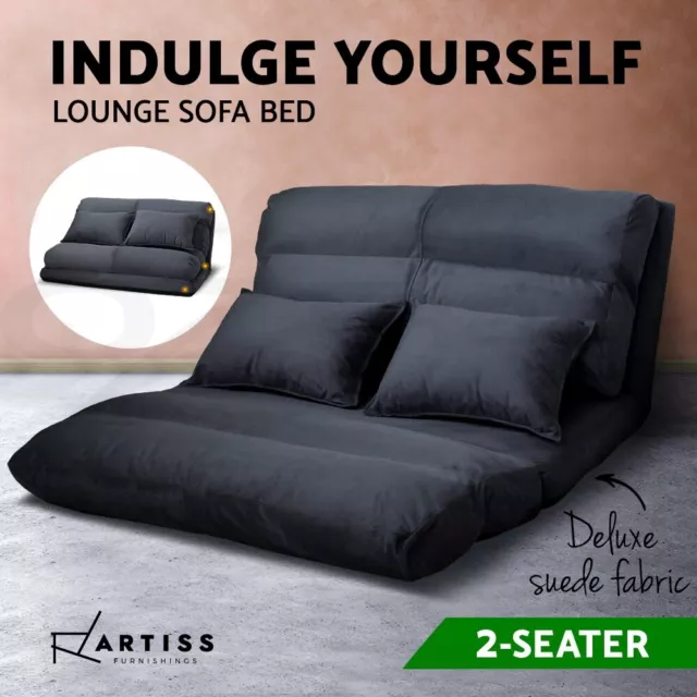 Artiss Lounge Sofa Bed Floor Recliner Chaise Chair Folding Adjustable Suede