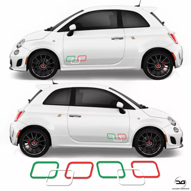 Italian Door Square Side Stripes For Fiat 500 595 Abarth Vinyl Decal Graphics