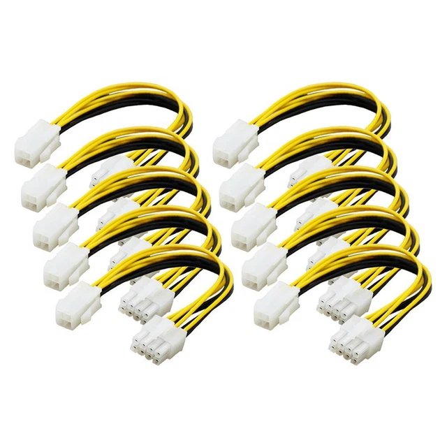 Cable de extensión conector de cable de alimentación de conversión de 4 pines a 8 pines 10 piezas