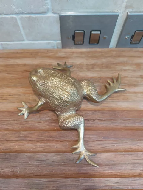 Large Vintage Brass Goliath Frog Feng Shui Good Luck Paperweight Amphibian Heavy