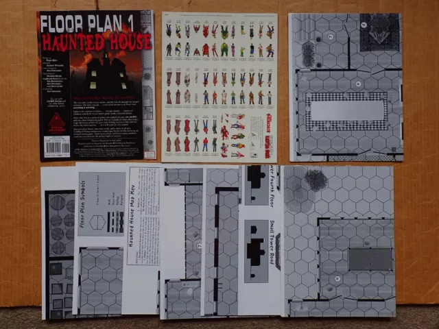 Steve Jackson RPG Floor Plan 1 Haunted House + 3 Underground Lab + GURPS Sheets 2